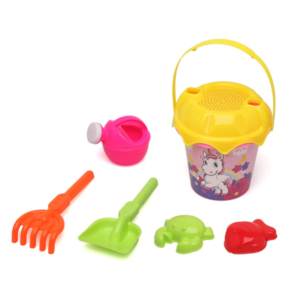 Atosa Strand/zandbak speelgoed set - emmer/schepjes met vormpjes - plastic - eenhoorn -