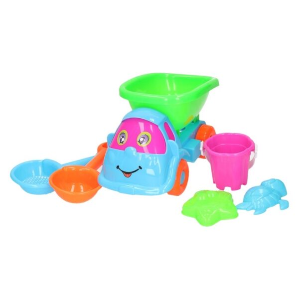 Blauw/roze strand speelauto 6-delig -