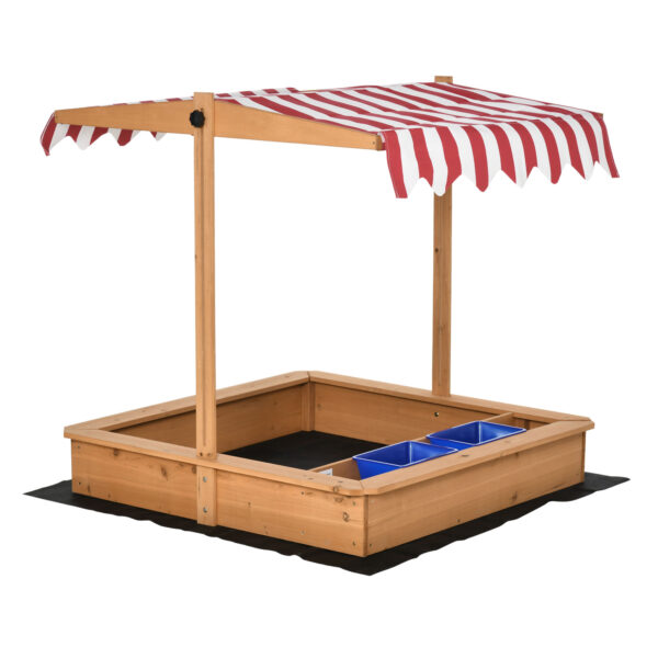 Outsunny zandbak, met verstelbaar dak, veilig voor kinderen 3-7 jaar, stimuleert creativiteit, 107,5 x 107,5 x 110 cm, geel | Aosom.nl