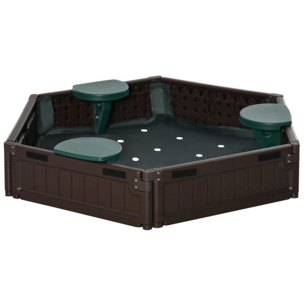 Outsunny zandbak voor kinderen, modulair ontwerp, met deksel en 4 zitplaatsen, weerbestendig, 120 x 120 x 21 cm, bruin | Aosom.nl